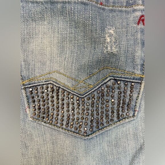 Replay Waiton Denim Jeans Men Size 30 x 26 Blue Distressed Studded Back Pocket - Picture 6 of 12